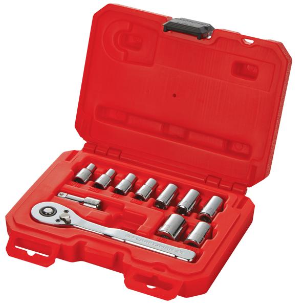 CRAFTSMAN 11 Piece 1/4 inch SAE Mechanics Tool  kit in open red case