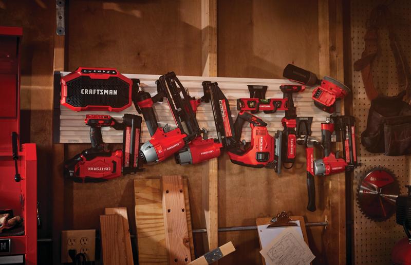 20 Piece Versatrack starter kit holding tools on jobsite.