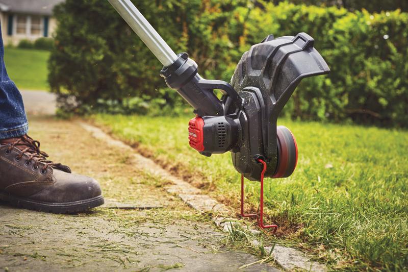 Ergonomic telescoping pole feature of 20 volt weedwacker 13 inch cordless string trimmer and edger with automatic feed kit.