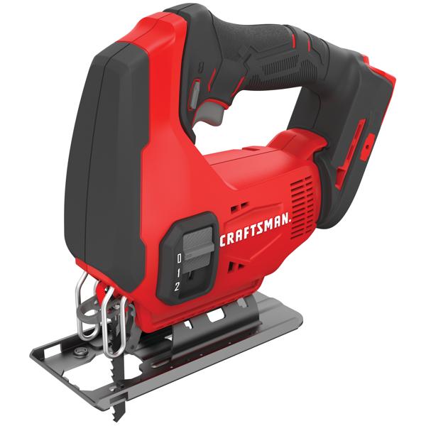 Left profile of 20 volt cordless jig saw.